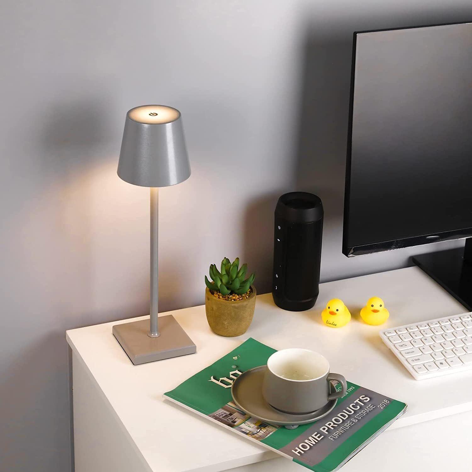 Lámpara Touch Recargable Plata USB – LED 3 Temperaturas de Luz-2