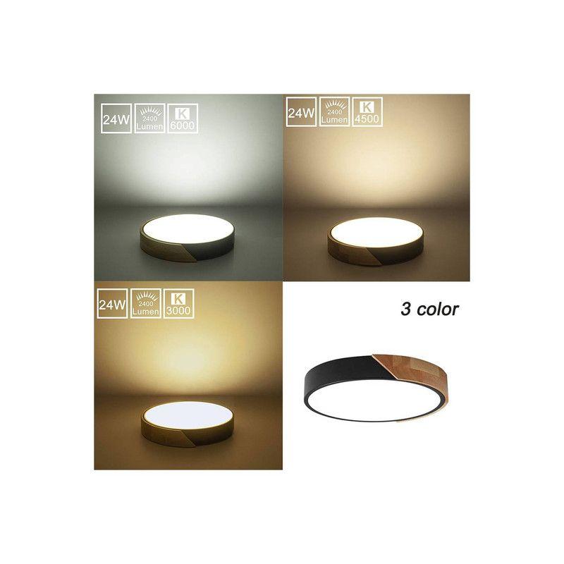 Foco LED Decorativo Madera/Negro con CONTROL REMOTO 40CM-3