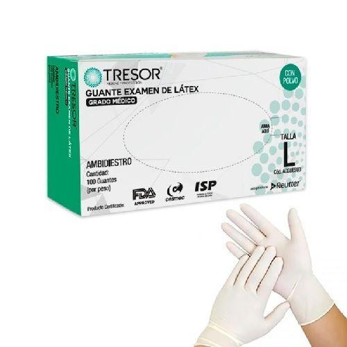 GUANTE EXAMEN DE LATEX TRESOR Talla L-0