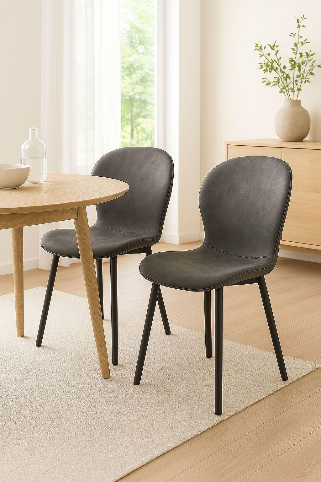 Sillas Allegra Gris Set x2 Cuero PU-4