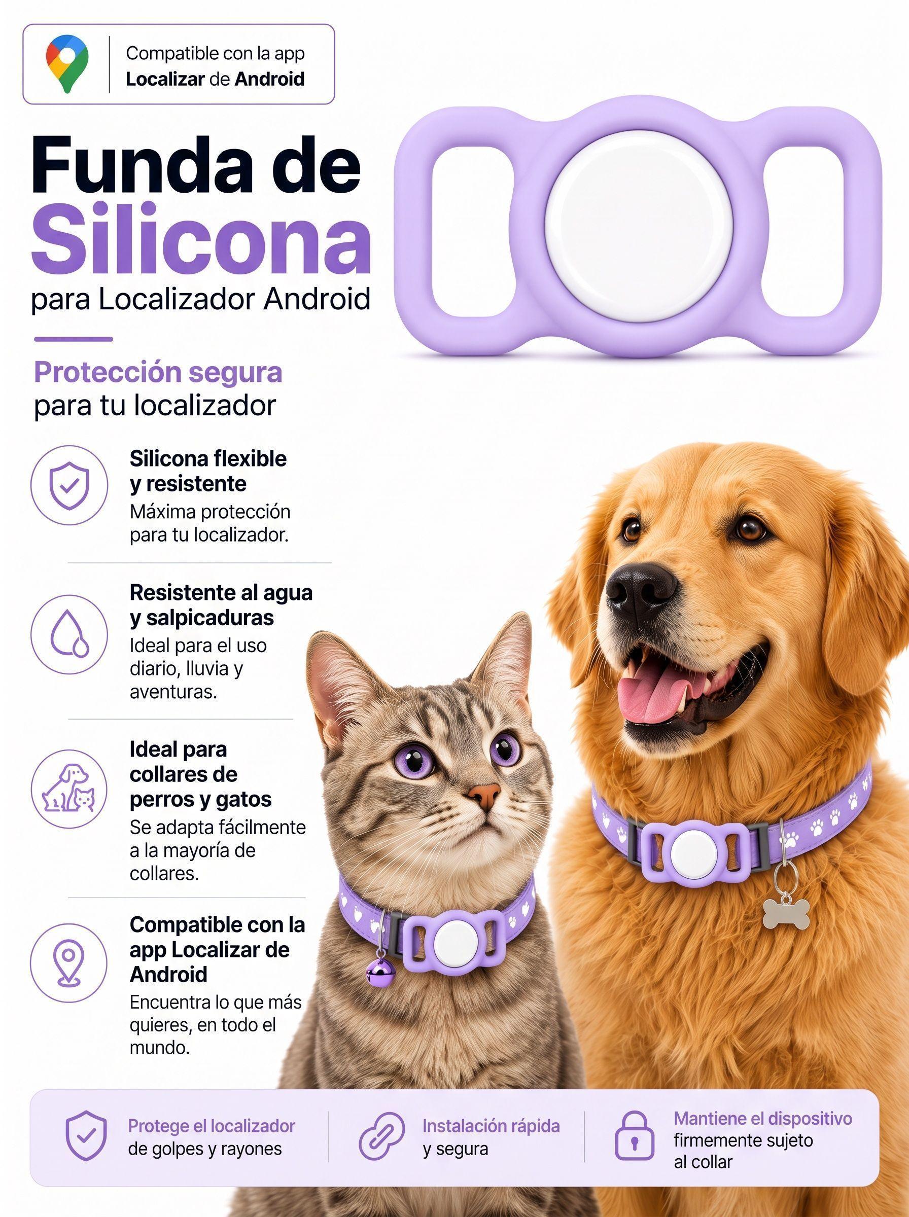 Funda de Silicona para Collar con Localizador compatible con Android-0