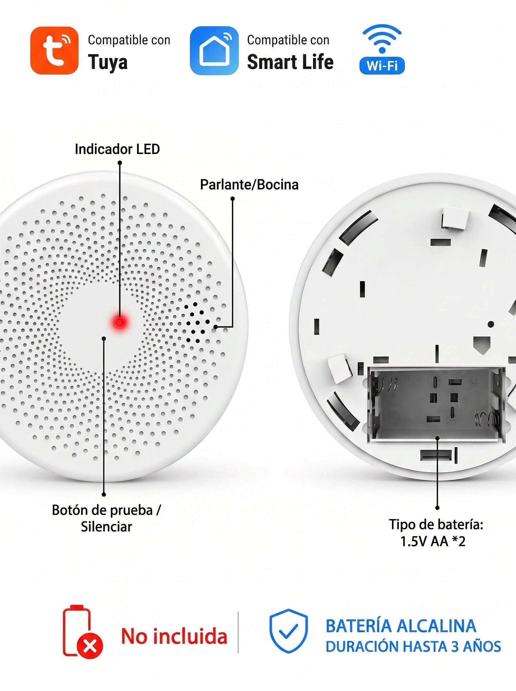 Detector Inteligente de Humo y Monóxido de Carbono WiFi-6