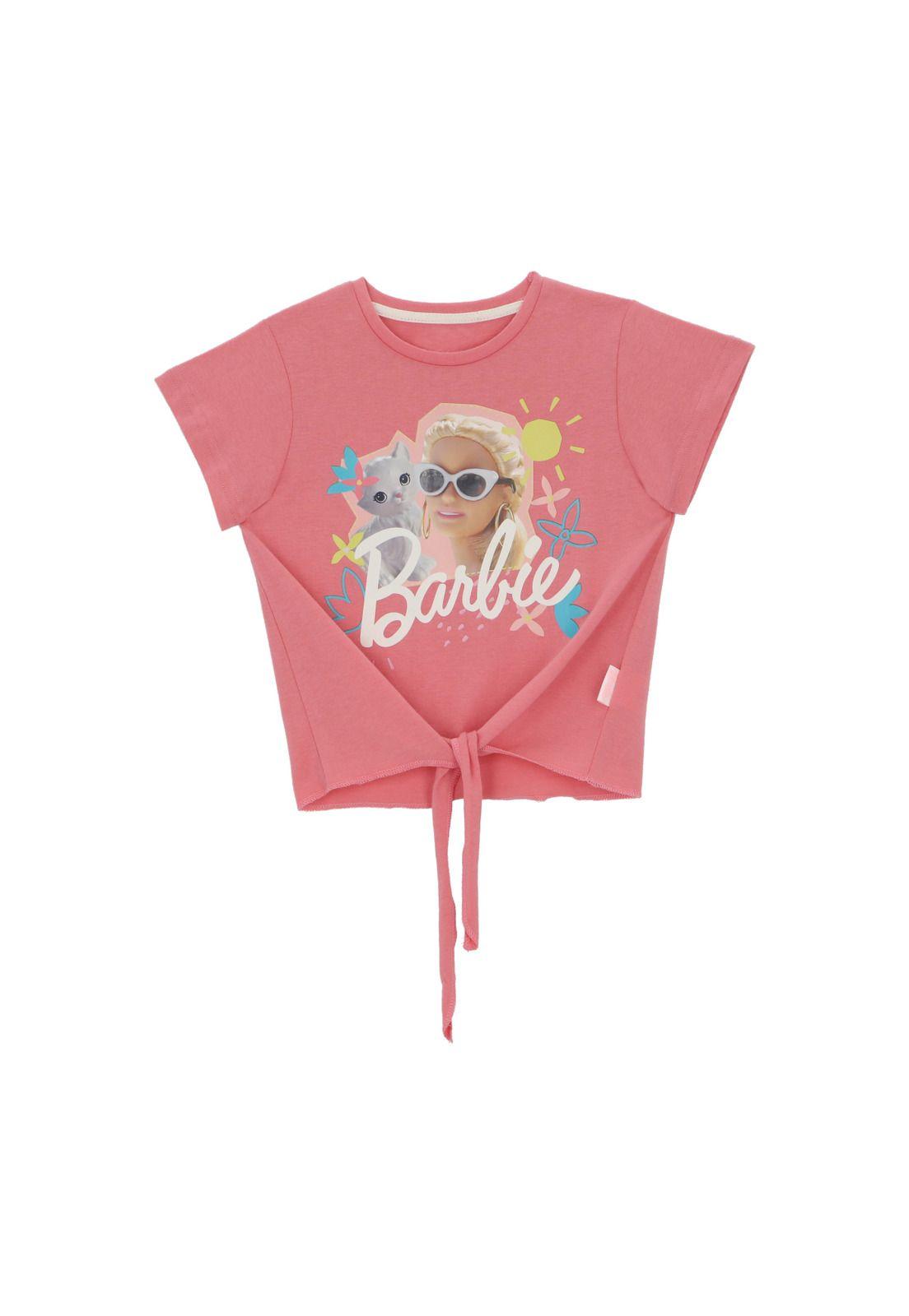 POLERA MANGA CORTA NUDO BARBIE FUCSIA-0