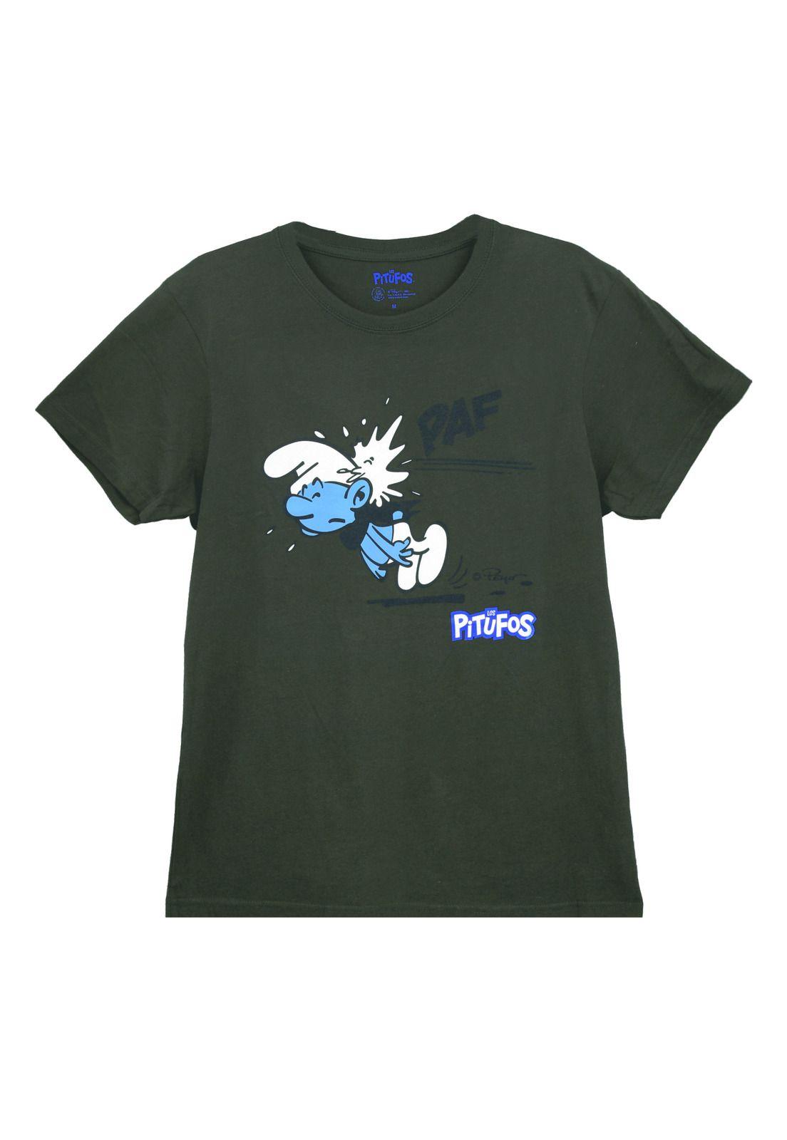 Polera adulto Pitufos gris acero-0
