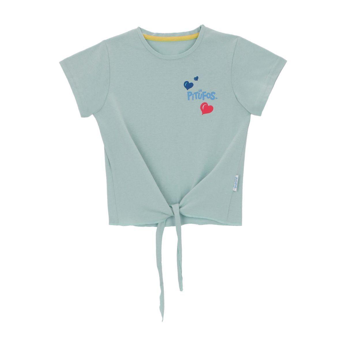POLERA MANGA CORTA PITUFOS CELESTE-0