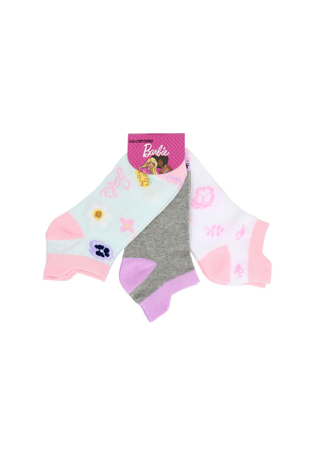 TRIPACK CALCETINES BARBIE CEL/GRIS/BLANCO-0