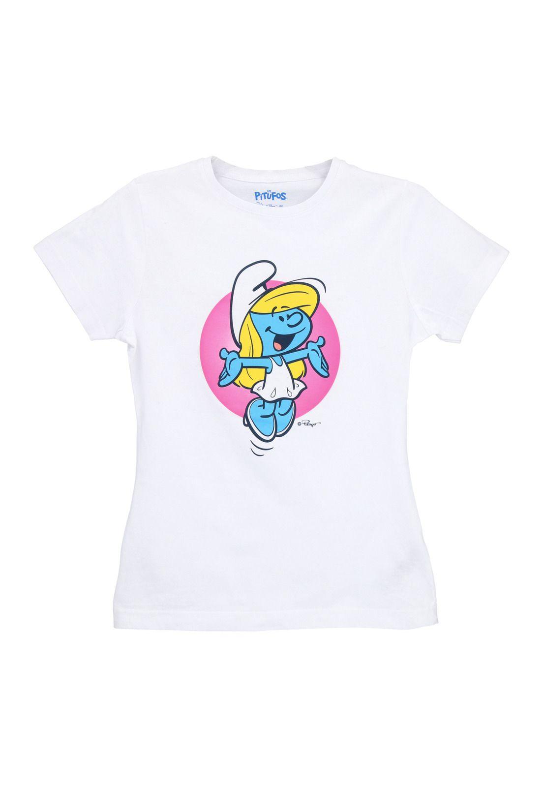 Polera mujer Pitufos blanca-0