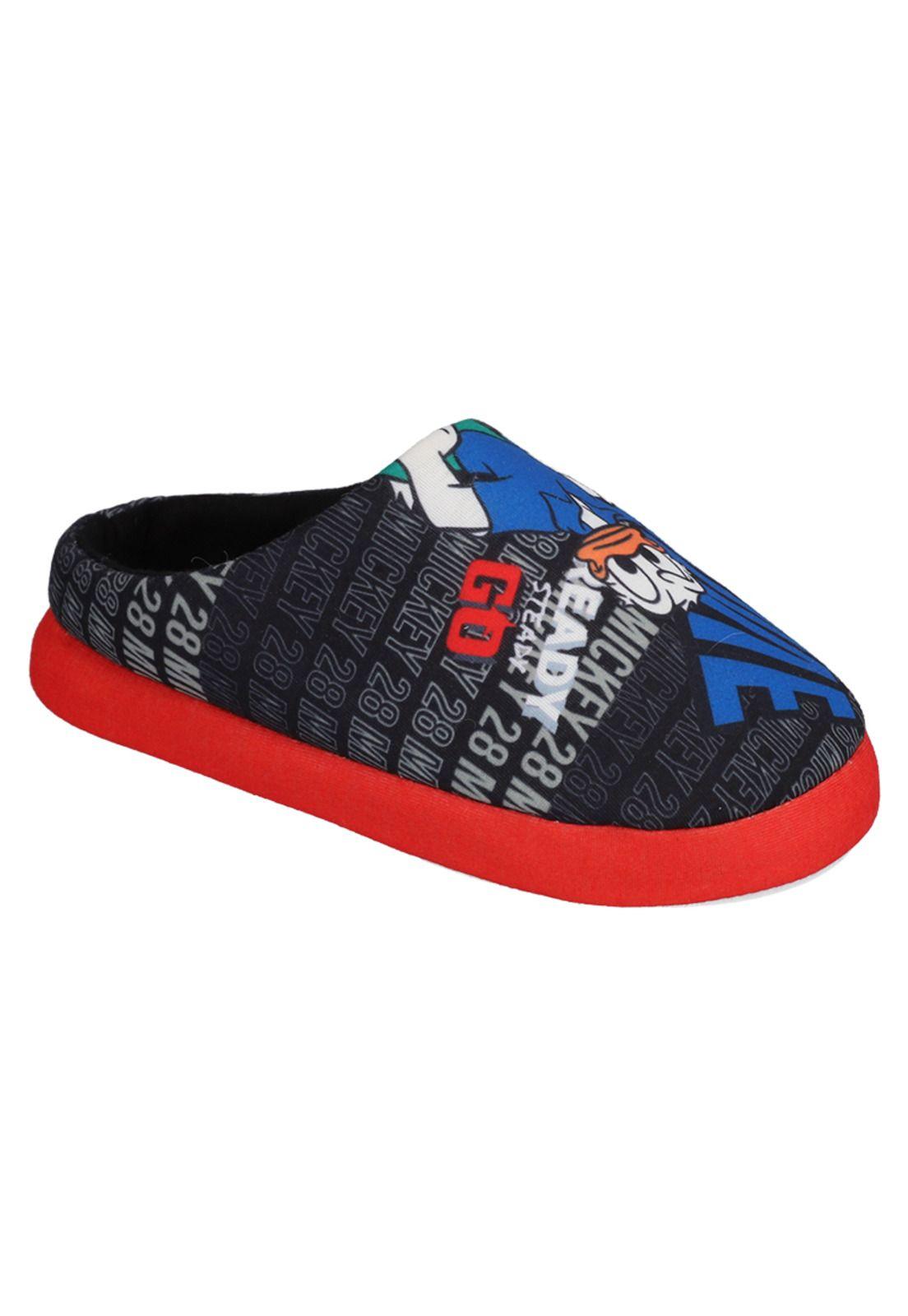 Pantufla encaje niño Mickey Mouse negro-1