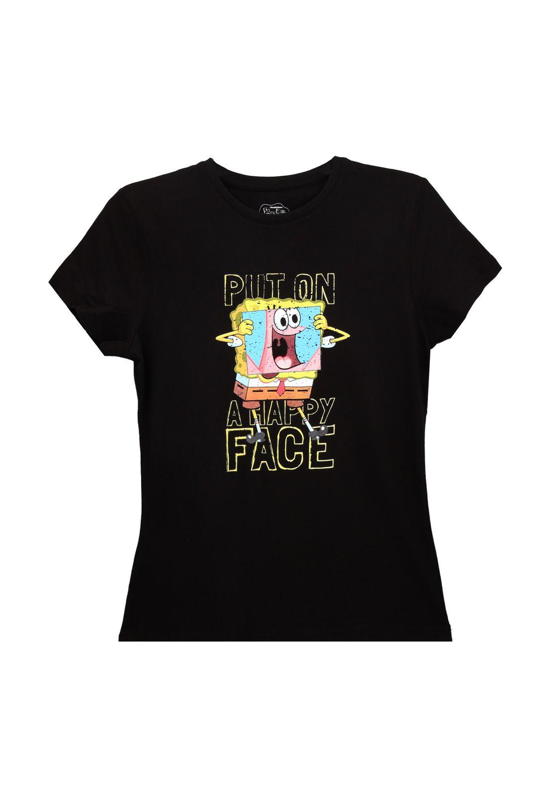 Polera mujer Nickelodeon Bob Esponja negro-0