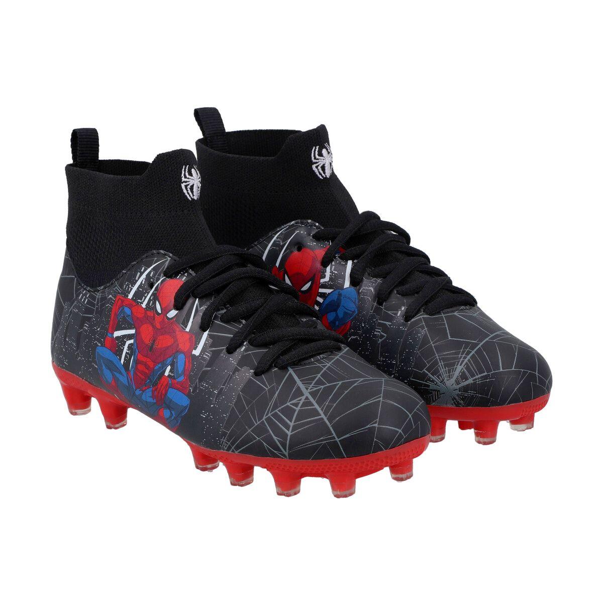 ZAPATOS DE FUTBOL SPIDER-MAN INFANTIL NEGRO CAÑA ALTA-0