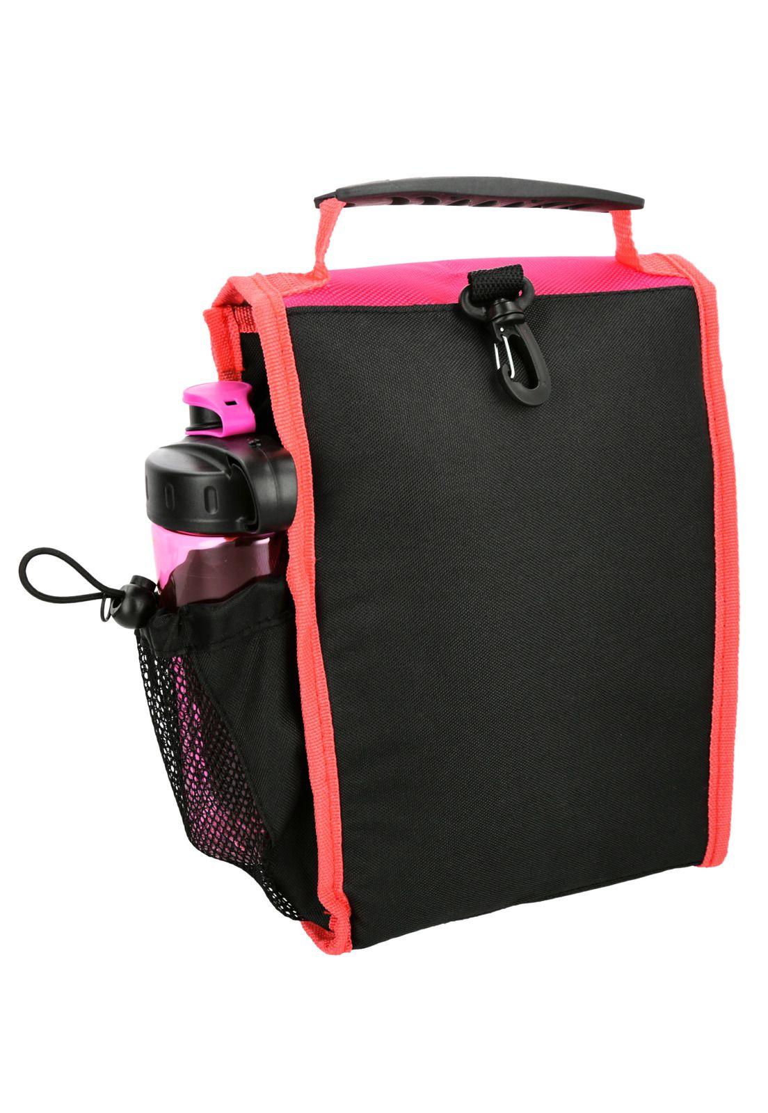 LONCHERA IGLOO FUCSIA/NEGRO + BOTELLA-1