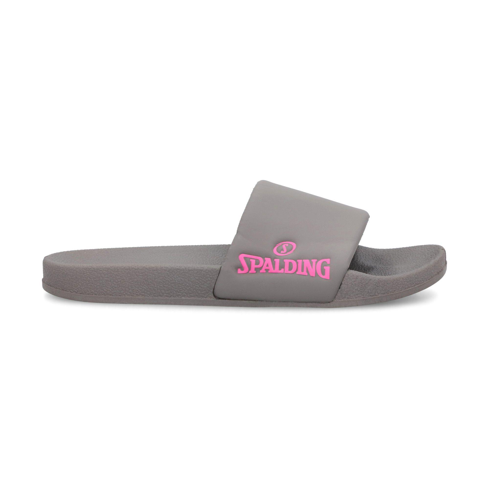 SANDALIA SPALDING JUNIOR GRIS-FUCSIA LOGO ROSA FLU-0