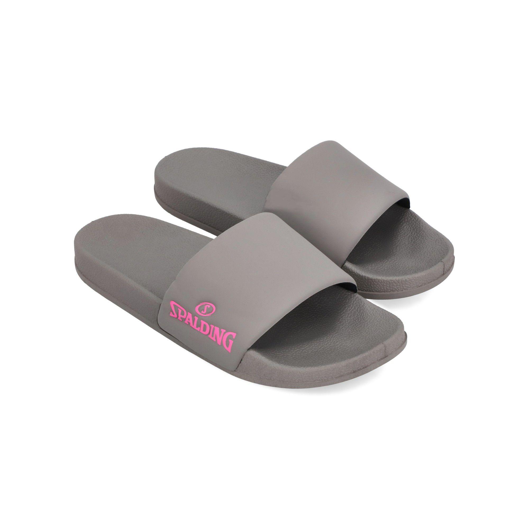 SANDALIA SPALDING JUNIOR GRIS-FUCSIA LOGO ROSA FLU-4