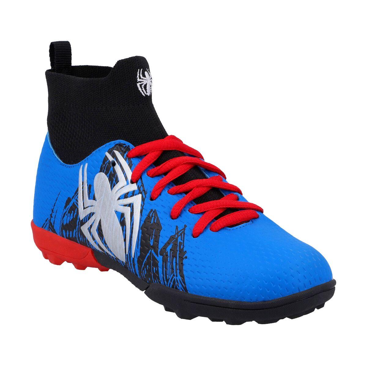ZAPATOS DE BABY FUTBOL SPIDER-MAN INFANTIL AZUL CAÑA ALTA-1