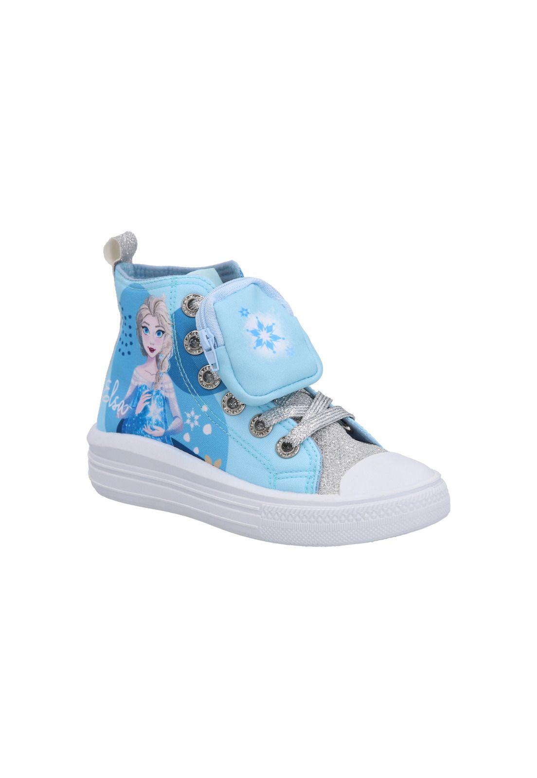  Zapatilla Lona Alta Infantil FROZEN Celeste-1