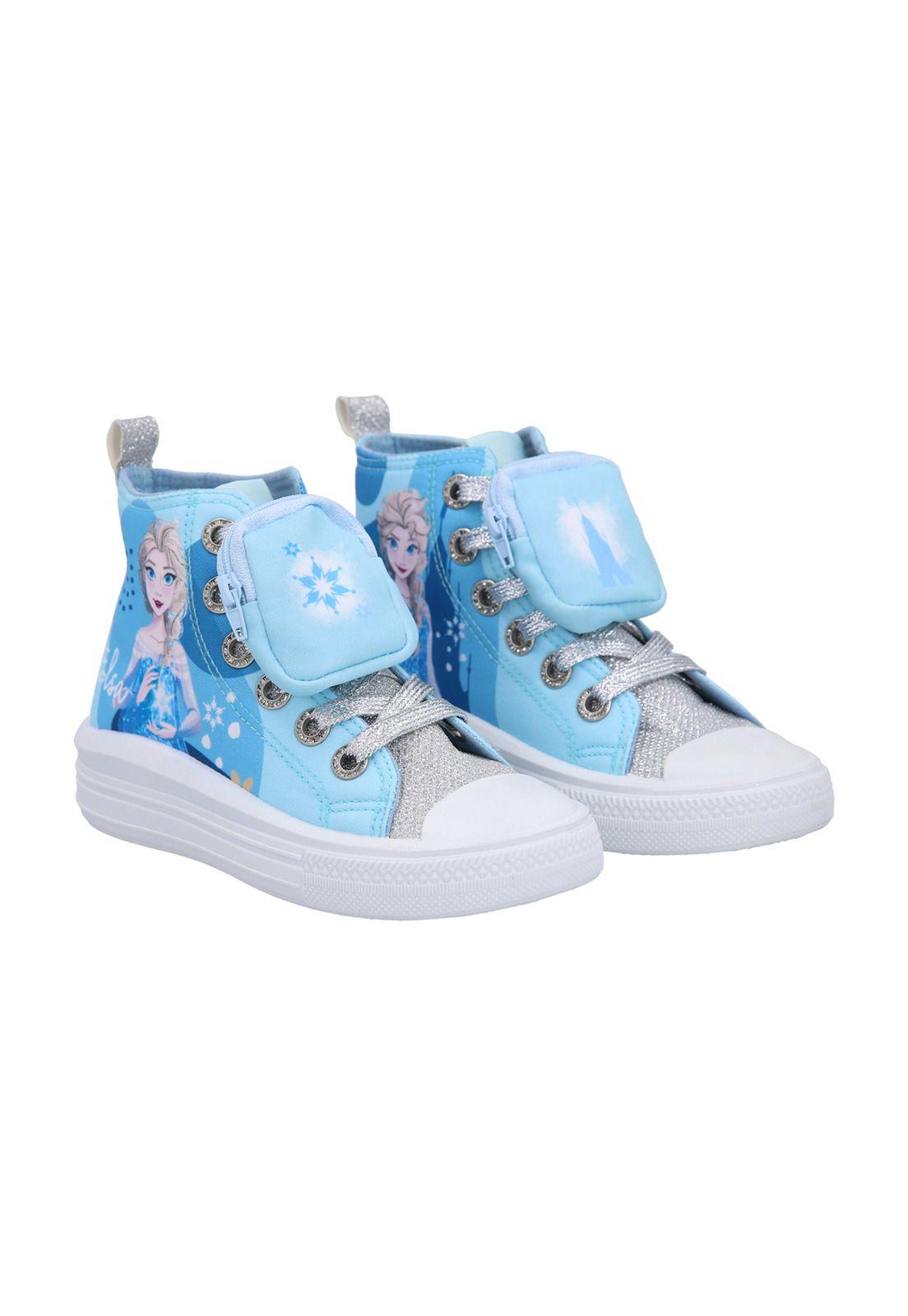  Zapatilla Lona Alta Infantil FROZEN Celeste-2
