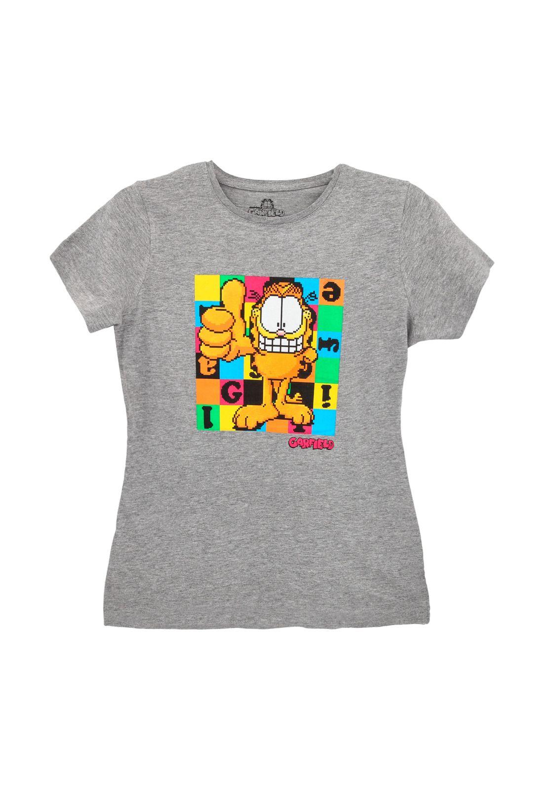 Polera mujer Nickelodeon Garfield gris-0