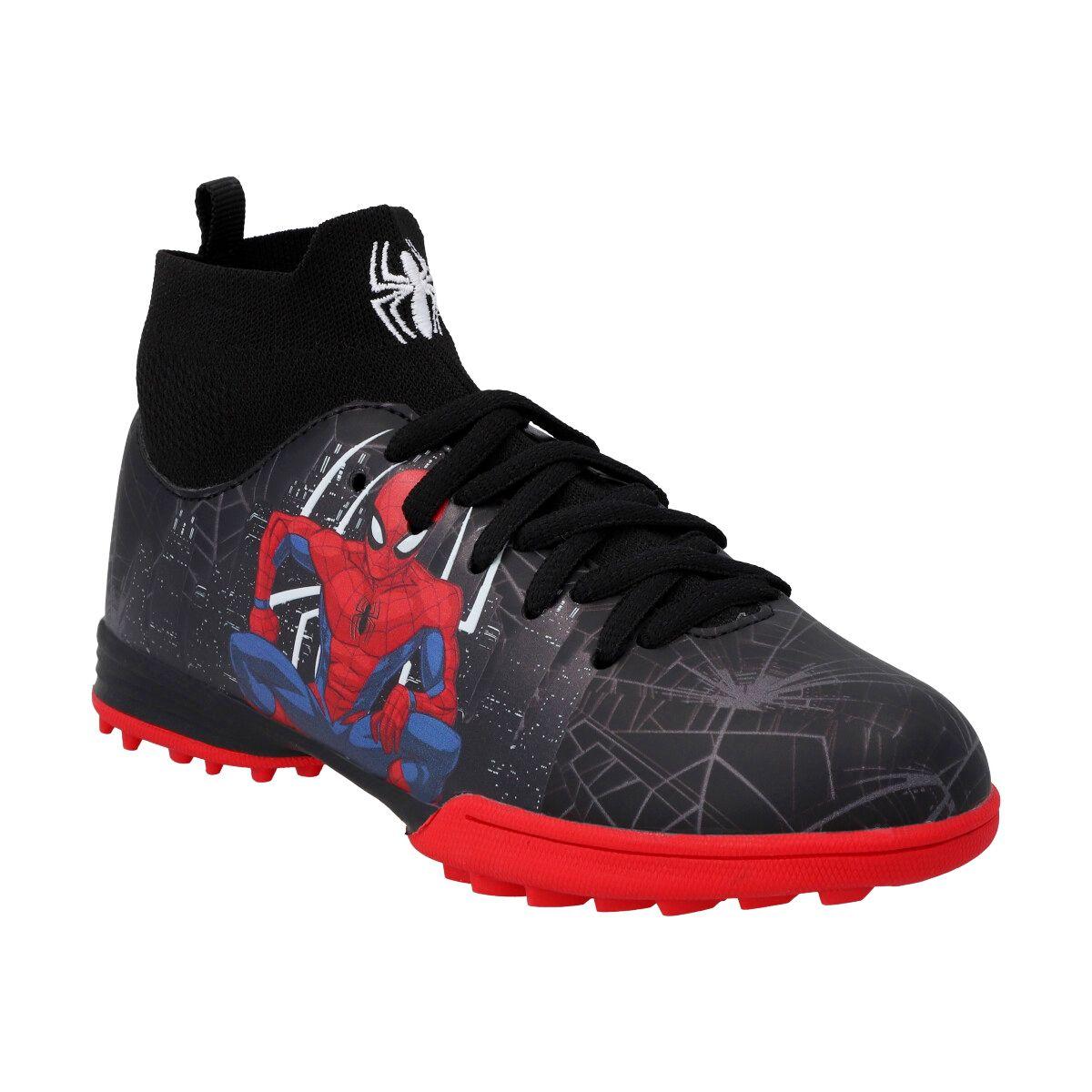ZAPATOS DE BABY FUTBOL SPIDER-MAN INFANTIL NEGRO CAÑA ALTA-2