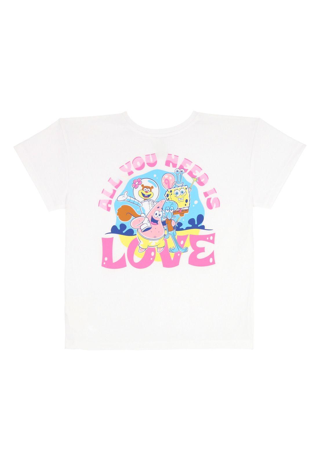 POLERA MANGA CORTA BOB ESPONJA BLANCO-1