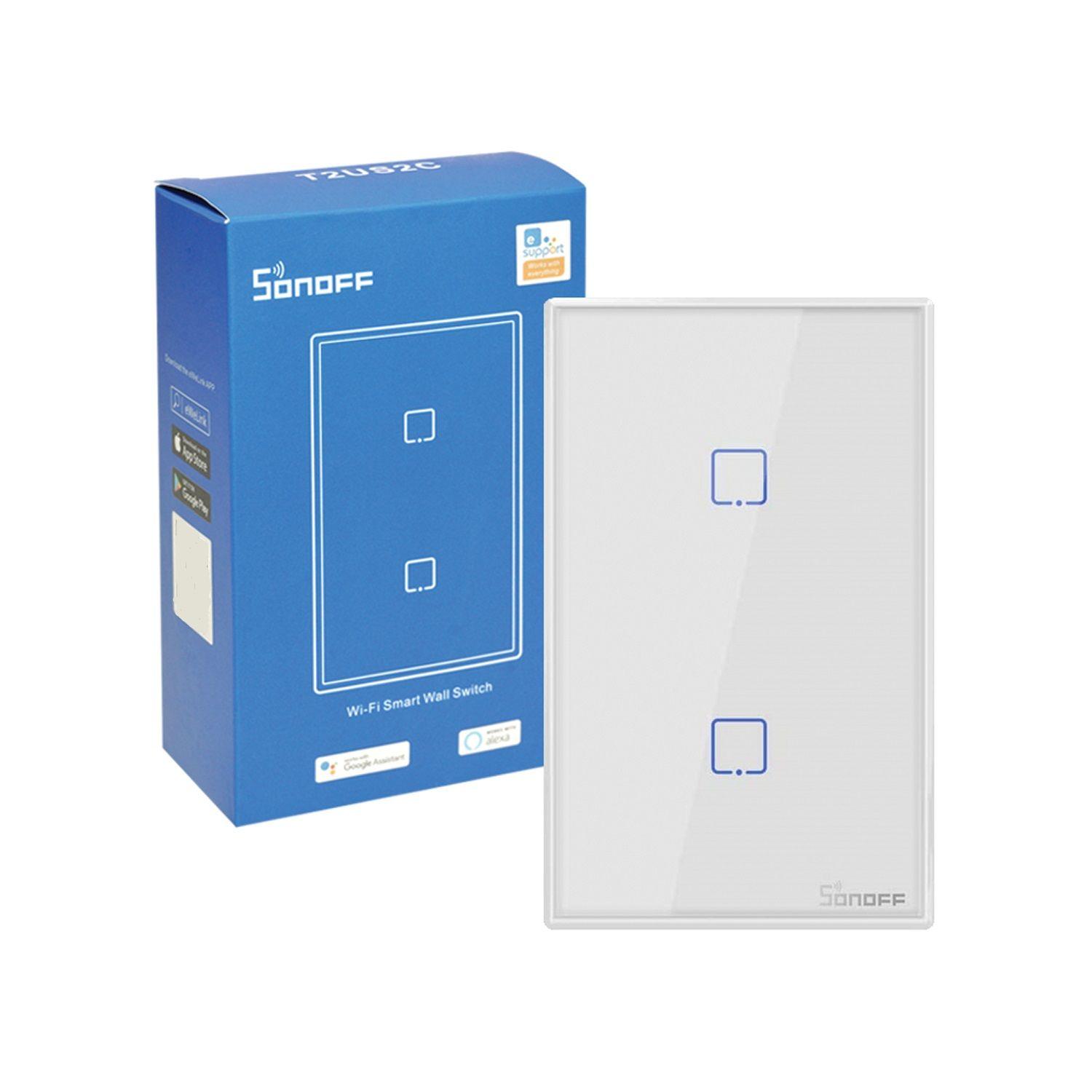 Interruptor Wifi de pared Sonoff TX RF de 2 canales - Blanco-1