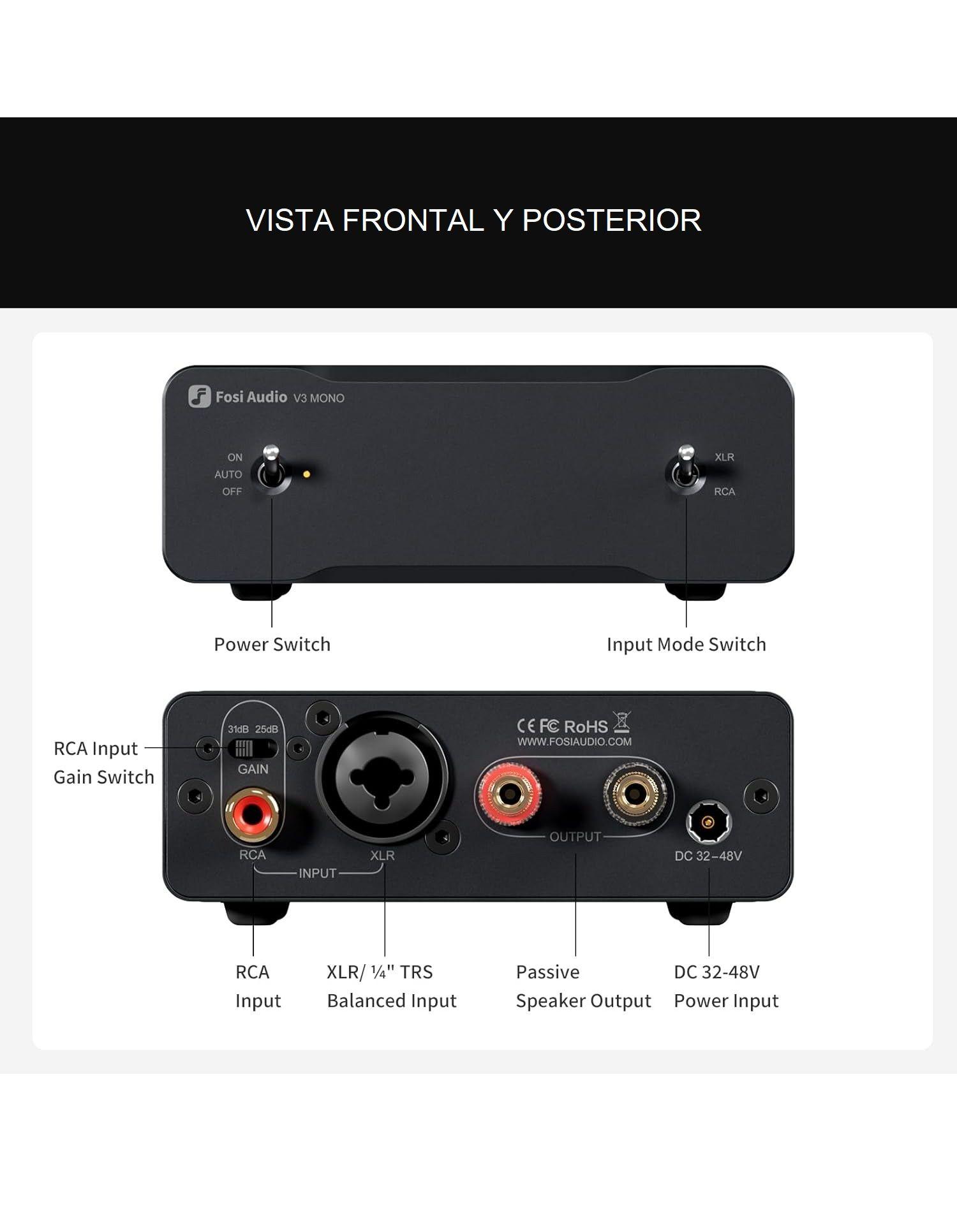 Amplificador de Sonido Clase D HiFi Fosi Audio V3 Mono-2