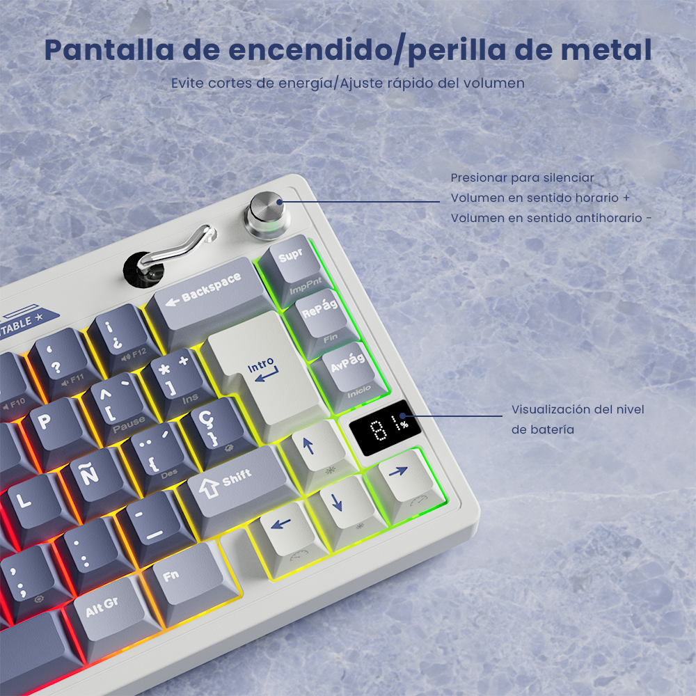 Teclado Mecánico Inalámbrico RKM65 Ocean Blue 65% Español-5