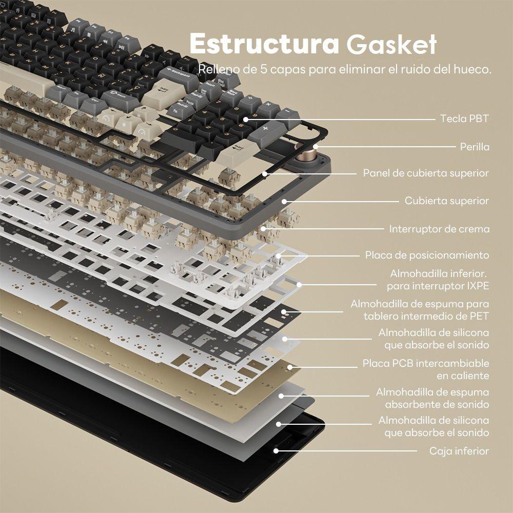 Teclado Mecánico Inalámbrico RKS98 Español Creamy Switches-5