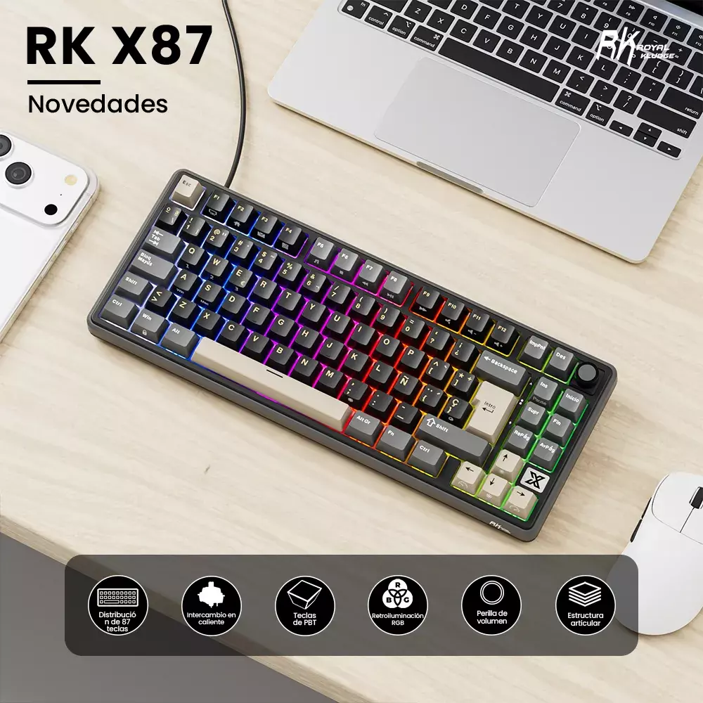Teclado Mecánico RK X87 Phantom 87% Español RK-1