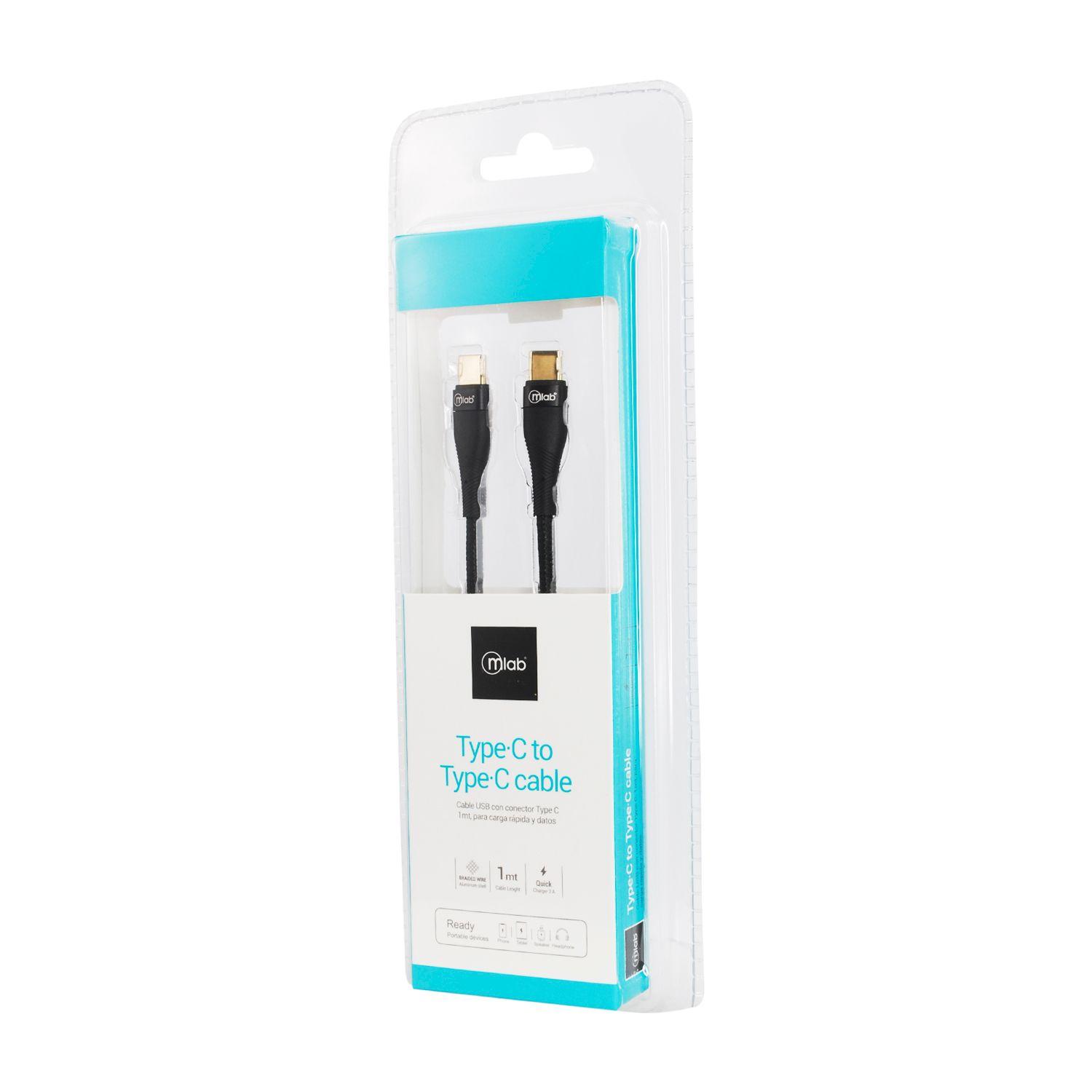 Cable USB Tipo C a Tipo C de 1m Negro - Mlab-1