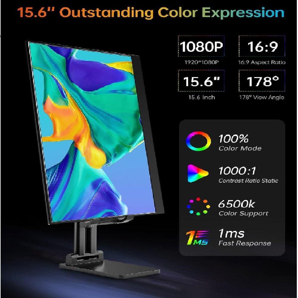 Monitor Portátil Vilva 15,6'' Full HD 1080p USB-C HDMI-3