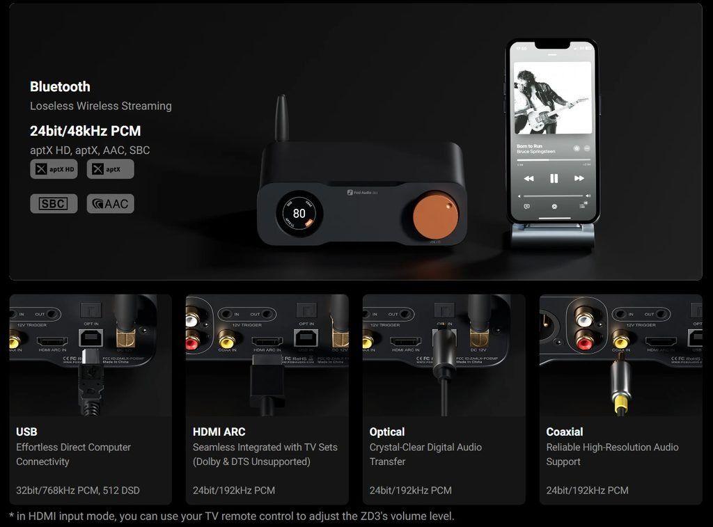 Preamplificador de Audio DAC Balanceado Bluetooth Fosi Audio ZD3-2