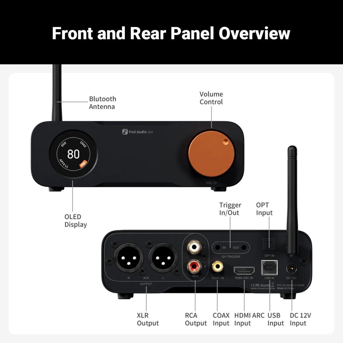 Preamplificador de Audio DAC Balanceado Bluetooth Fosi Audio ZD3-5