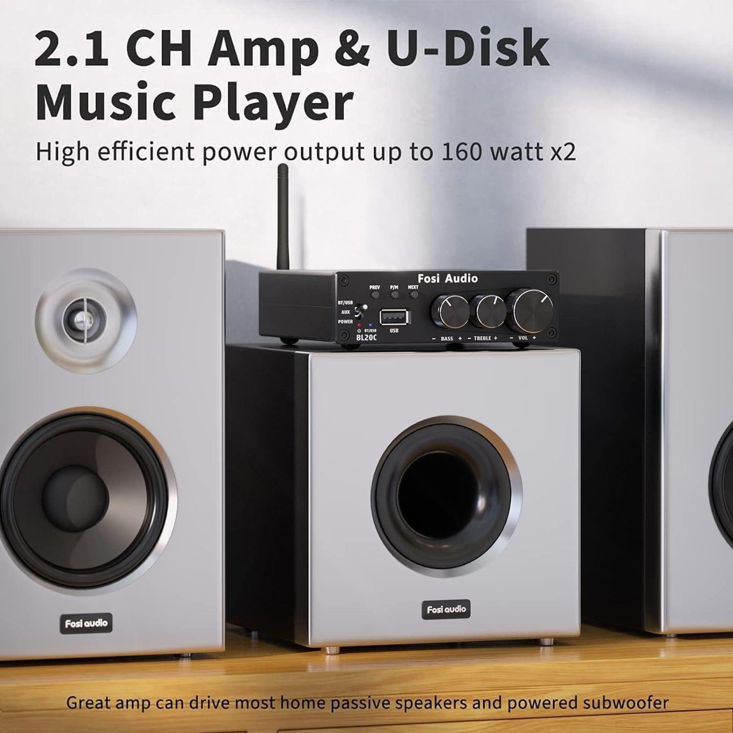 Amplificador Estéreo Bluetooth Fosi Audio BL20C-2