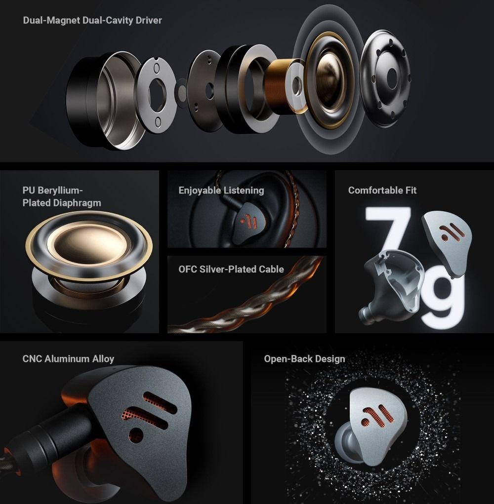 Audífonos In-Ear Fosi Audio IM4 Obsidian Monitores Open Back-5