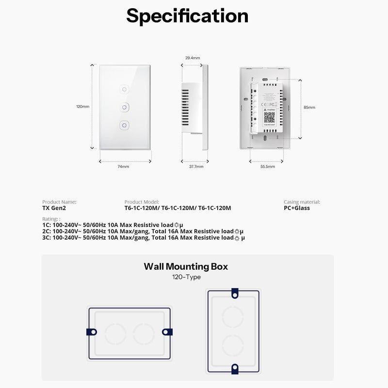 Interruptor WiFi Touch Sonoff TXGen2 de 1 Canal con Matter-5