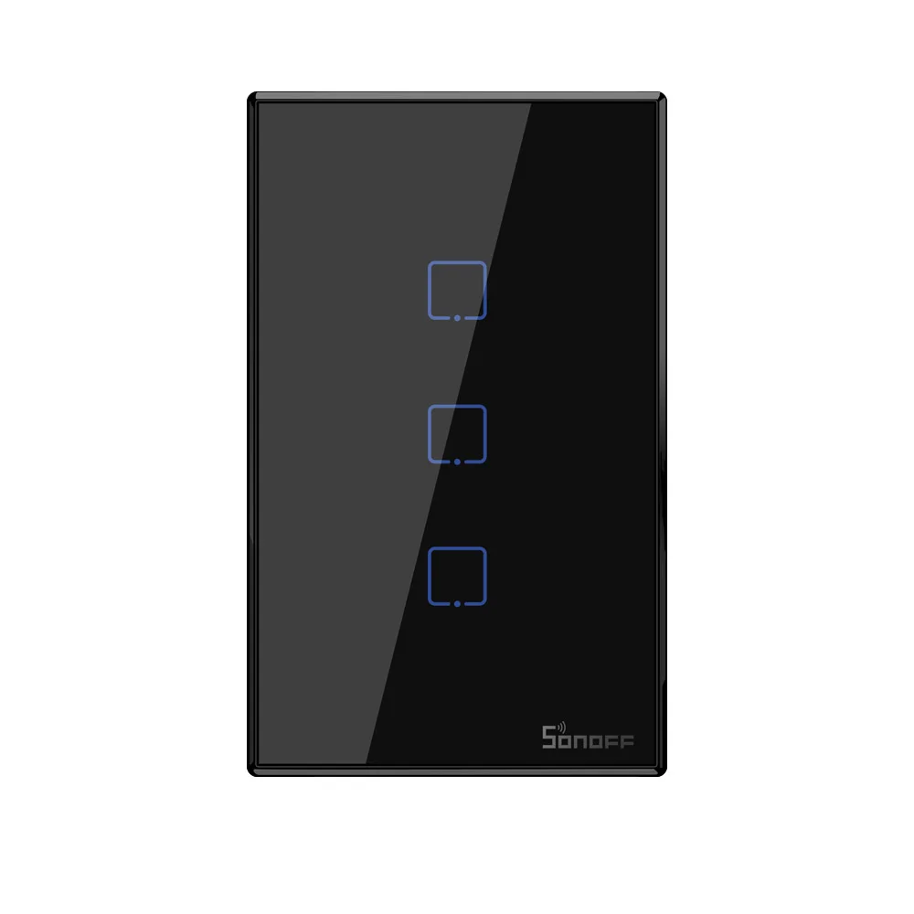Interruptor Wifi de pared Sonoff TX RF de 3 canales - Negro-0
