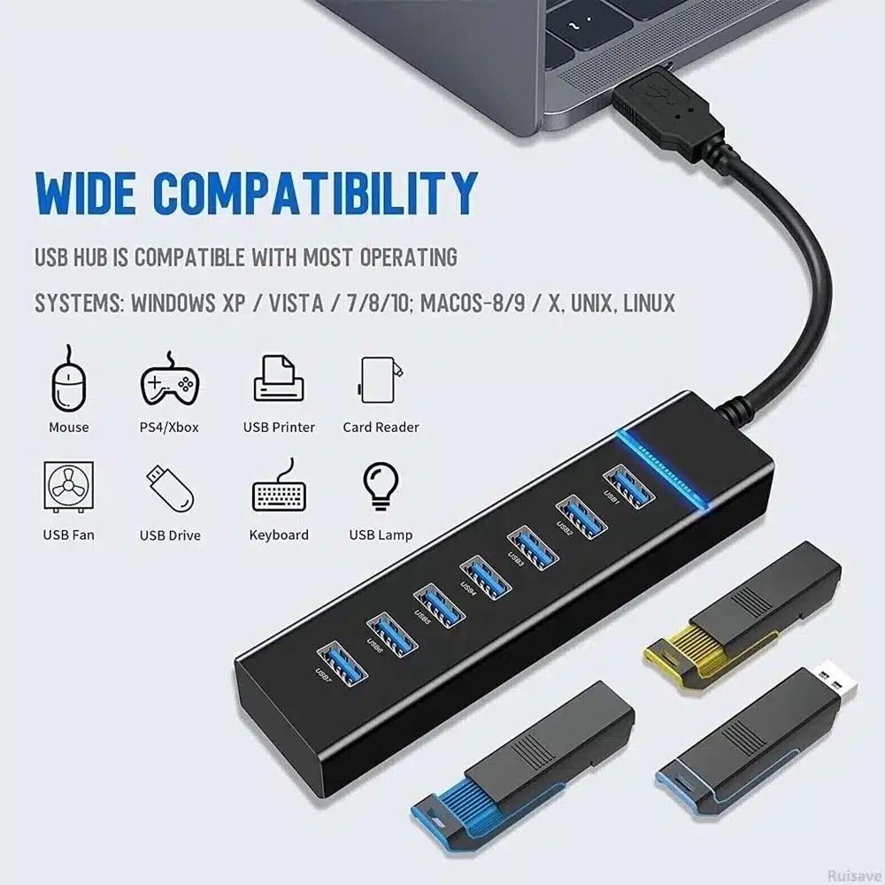 Hub USB 3.0 de 7 Puertos y Cable Largo de 120cm-2
