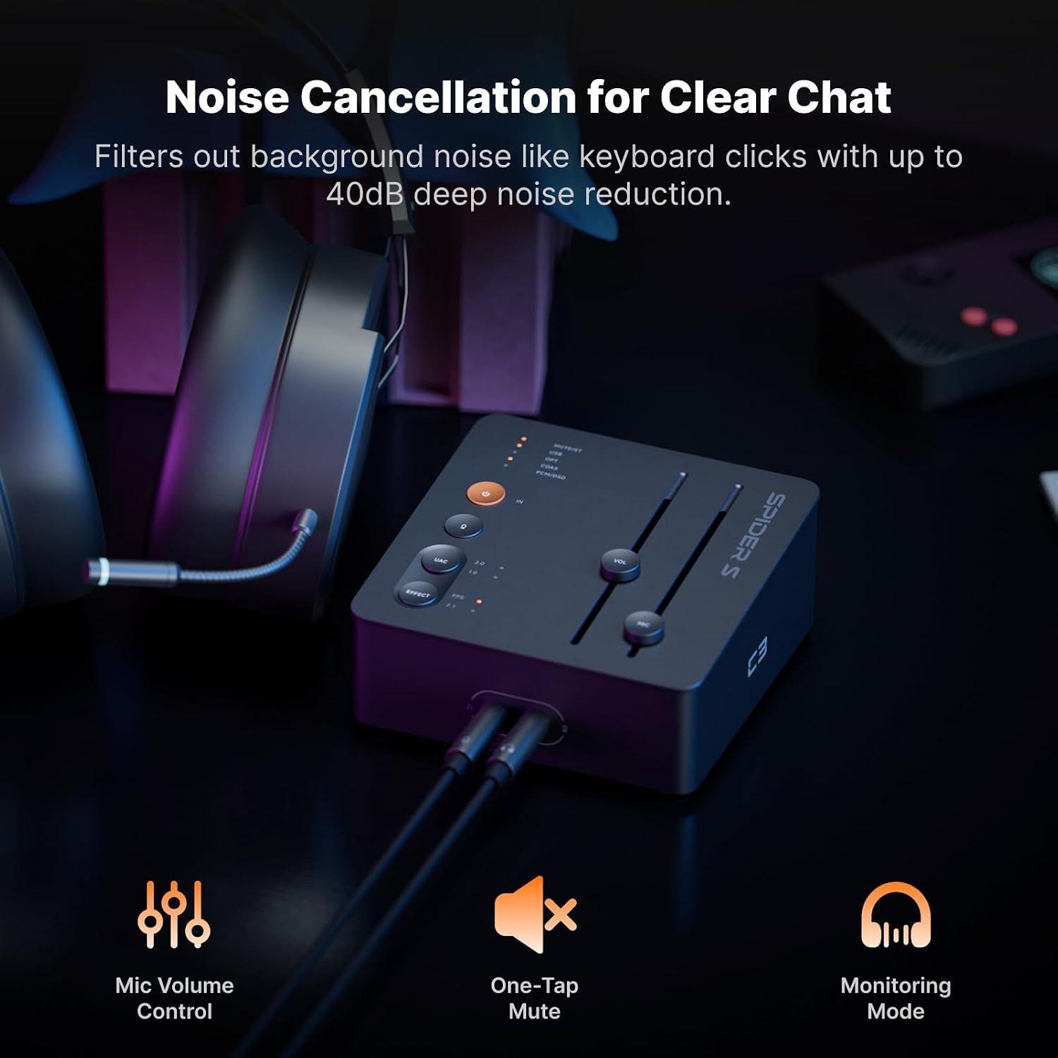 Amplificador Audífonos Fosi Audio C3 StepSense Gaming USB-C-3