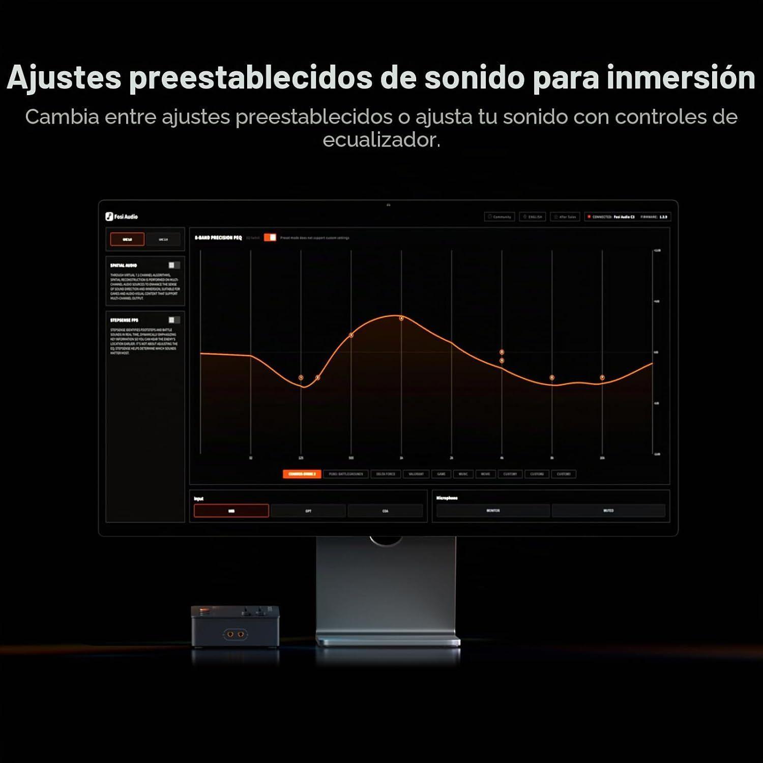 Amplificador Audífonos Fosi Audio C3 StepSense Gaming USB-C-5