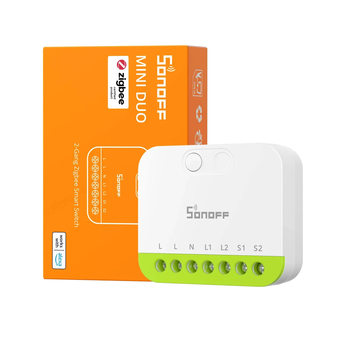 Interruptor Inteligente Zigbee Sonoff Mini DUO Dos Canales con Neutro – MINI-ZB2GS-1