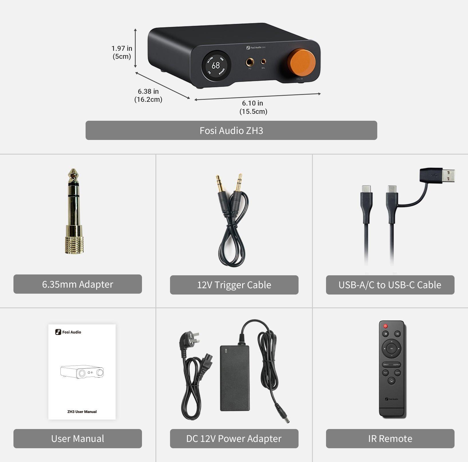 Amplificador de Audio DAC/Preamplificador – Fosi Audio ZH3-6