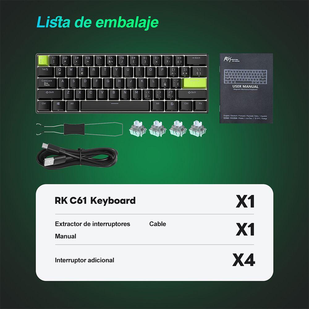 Teclado Magnético Gamer 60% Royal Kludge C61 HE Hall Effect-5