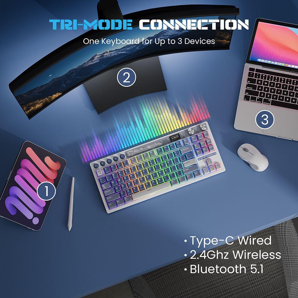 Teclado Mecánico Inalámbrico RKM87 Blue 80% TKL Español-3