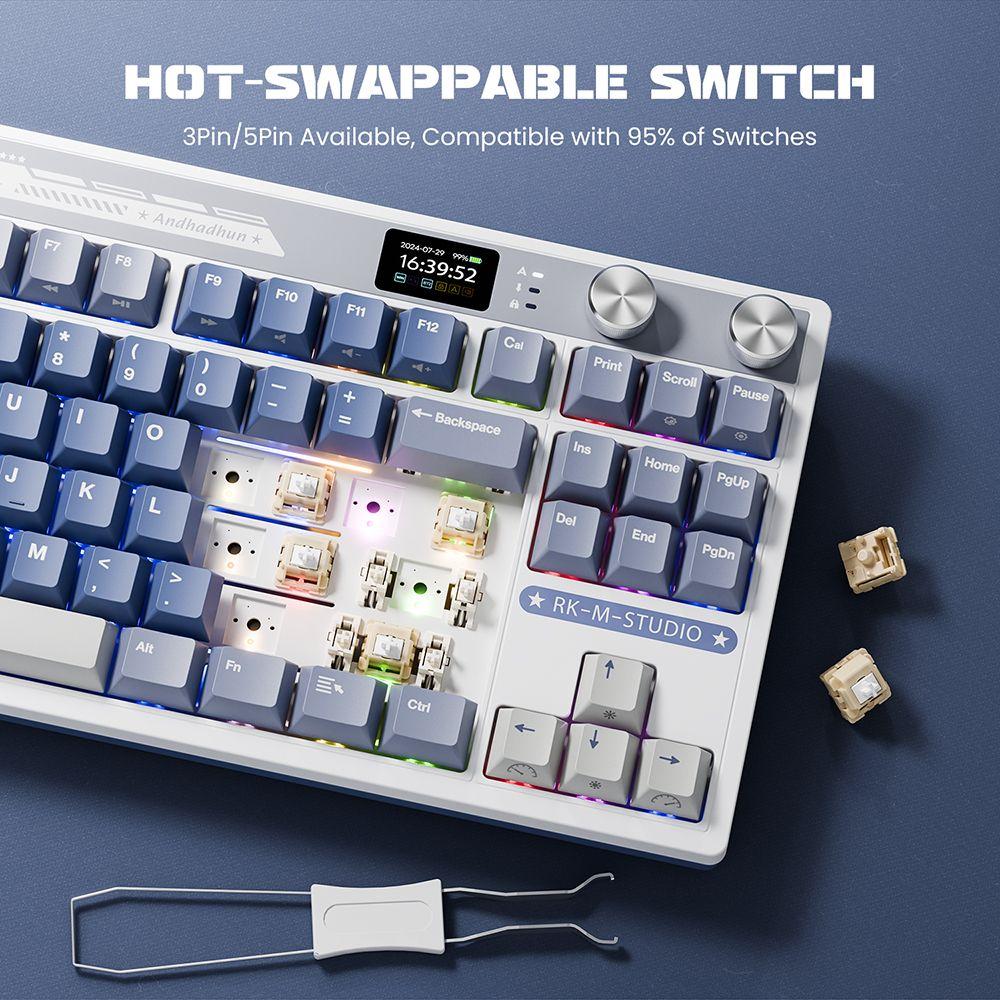 Teclado Mecánico Inalámbrico RKM87 Blue 80% TKL Español-5