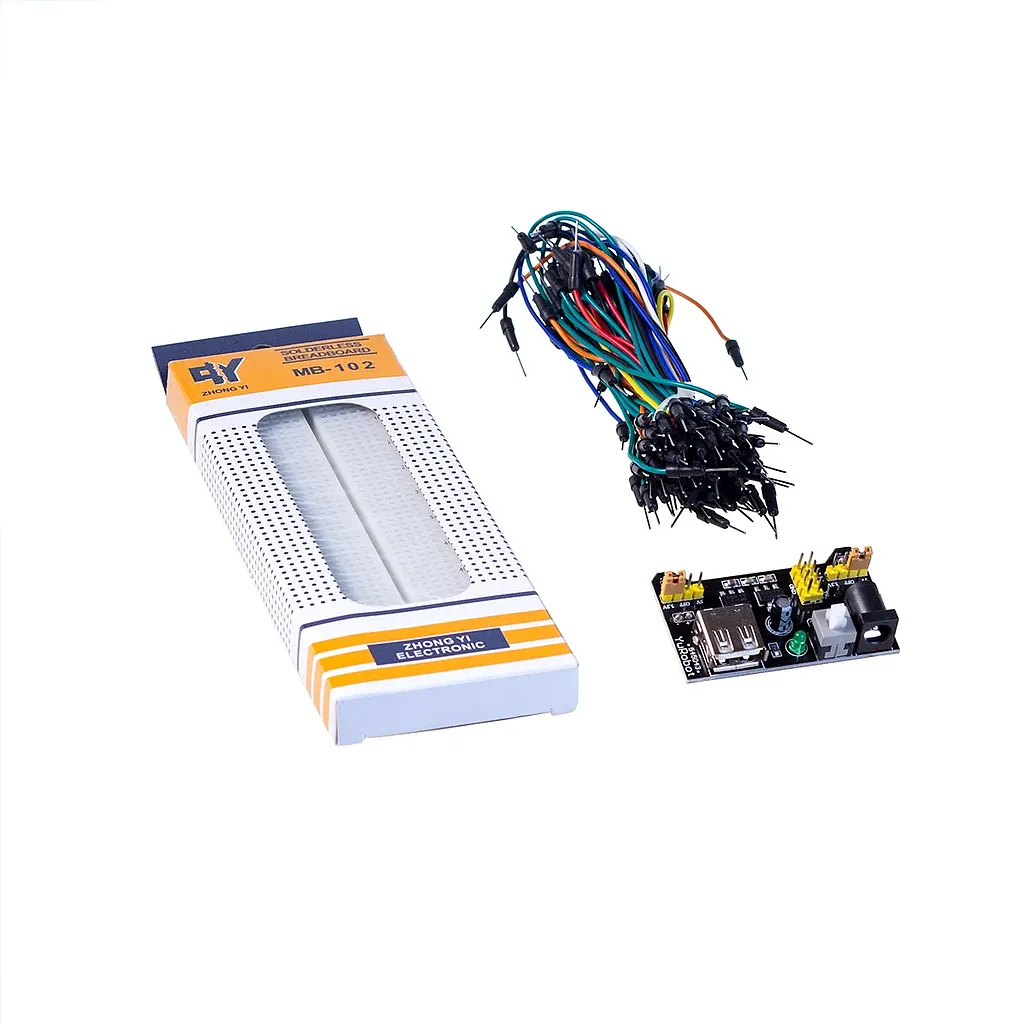 Protoboard con fuente de poder y cables-2