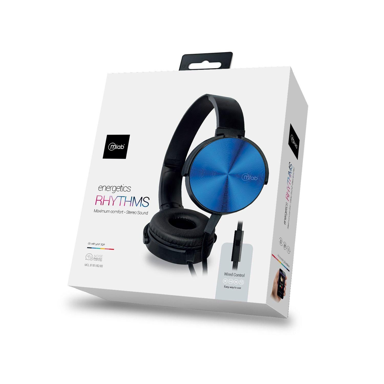 Audífonos con micrófono MLAB Energetics Rhythms Azul-3