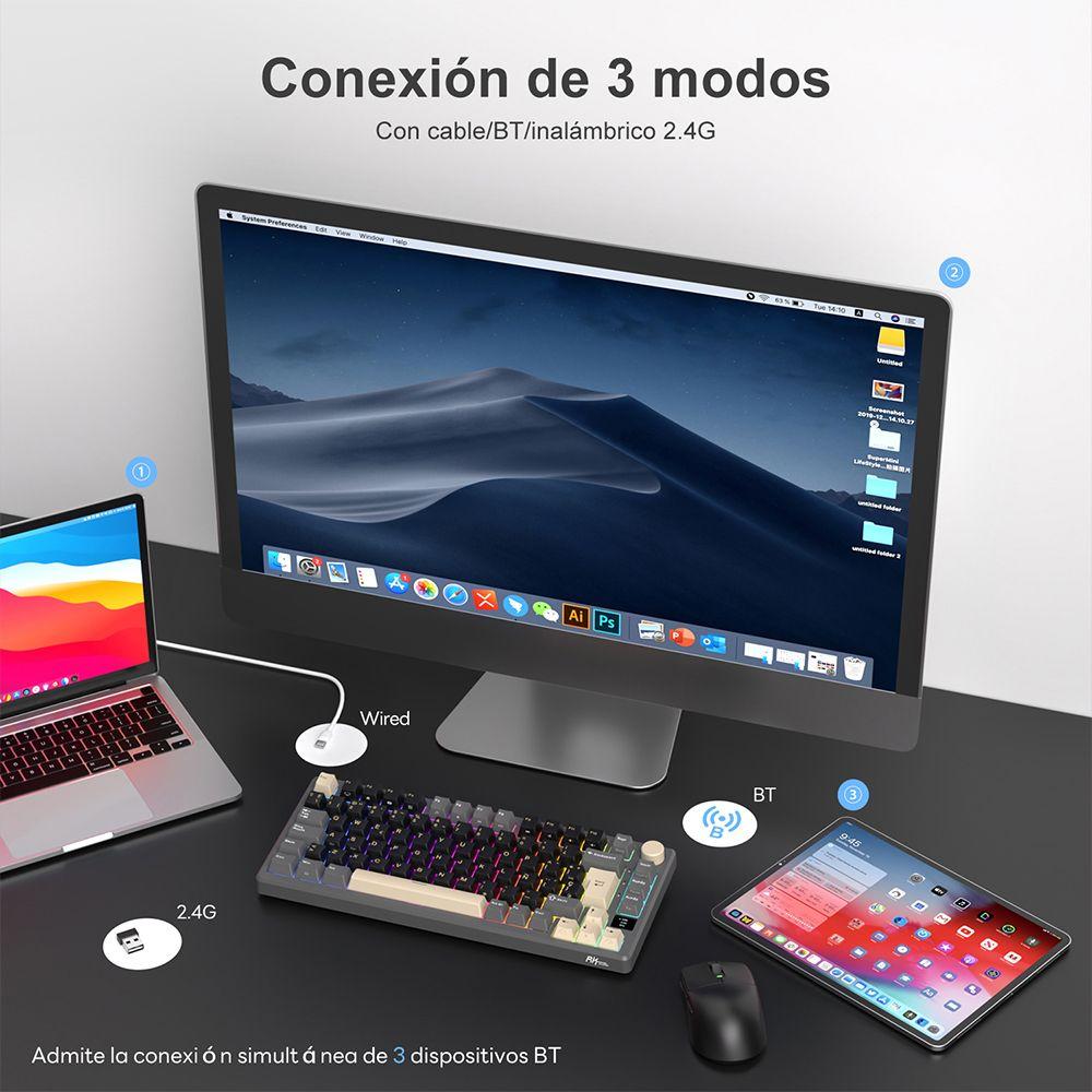 Teclado Mecánico Inalámbrico RKM75 Phantom 75% Español-3