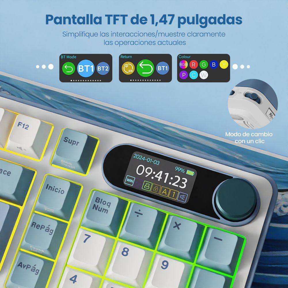 Teclado Mecánico Inalámbrico RKS98 Light Cloud Español 96%-5