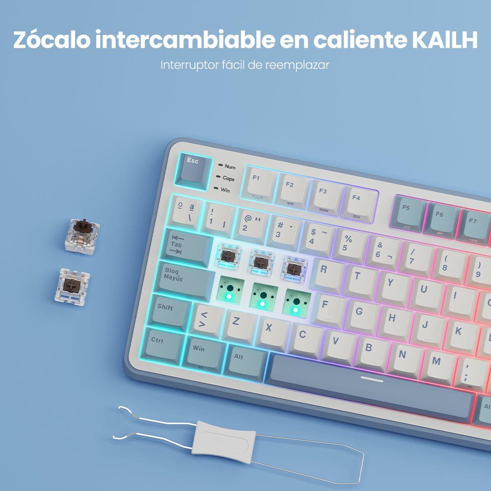 Teclado Mecánico Inalámbrico RKS98 Light Cloud Español 96%-6