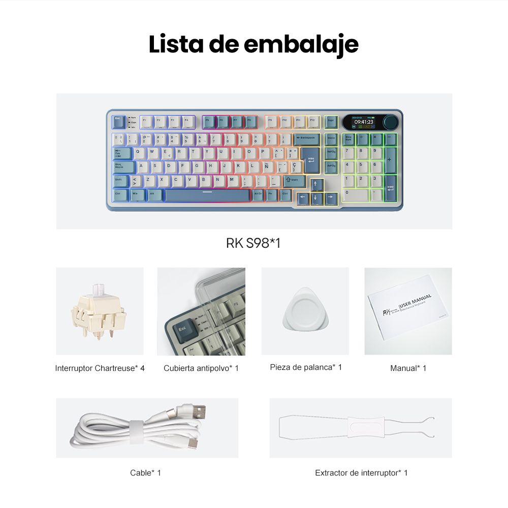 Teclado Mecánico Inalámbrico RKS98 Light Cloud Español 96%-7